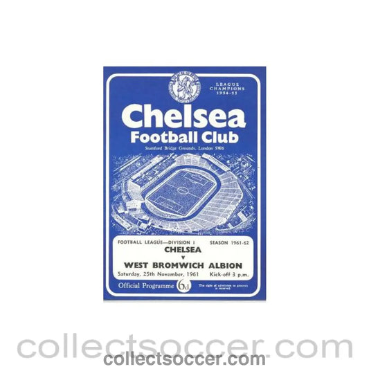 1961 - Chelsea v West Bromwich Albion official programme 25/11/1961