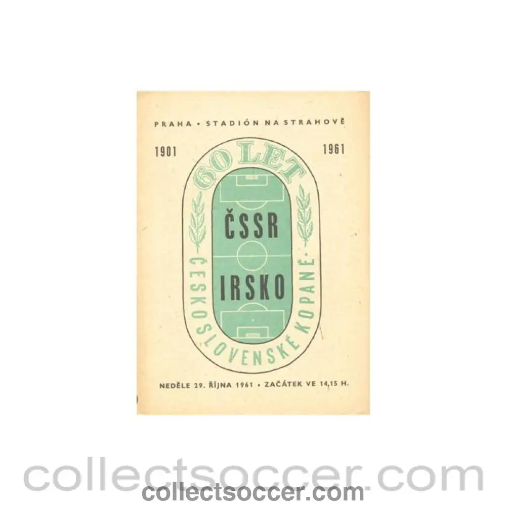 1961 - Czechoslovakia v Ireland official programme 29/10/1961 - Collect Soccer