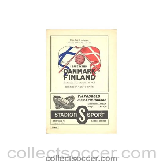 1961 Denmark v Finland official programme 15/10/1961