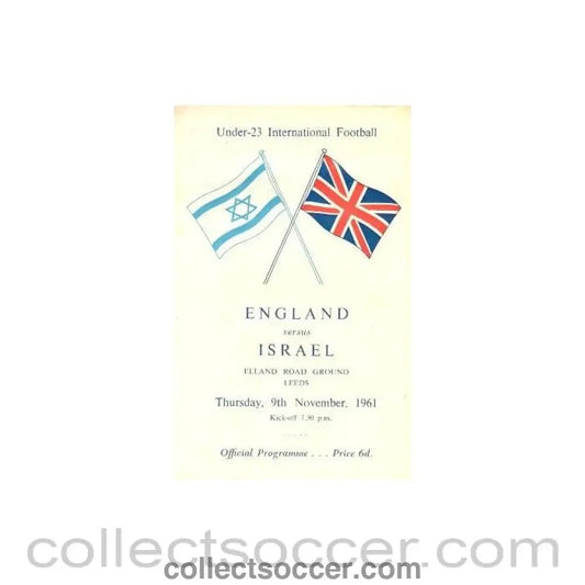 1961 England v Israel Junior Games official programme 09/11/1961 - Collect Soccer