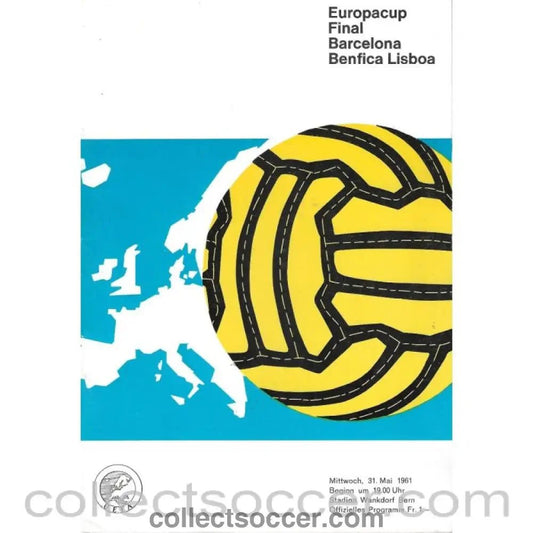 1961 European Cup Final Barcelona v Benfica Programme - Collect Soccer