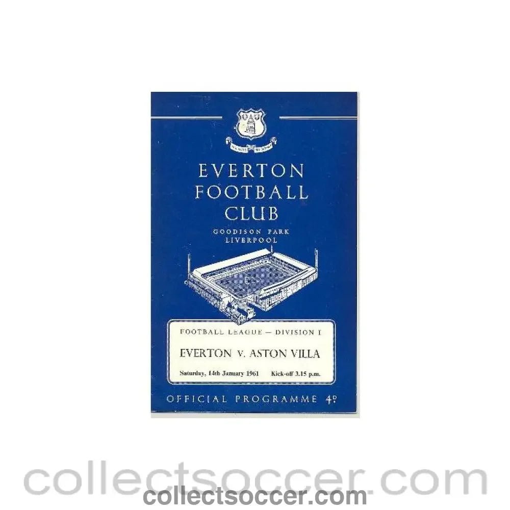 1961 - Everton v Aston Villa official programme 14/01/1961 - Collect Soccer