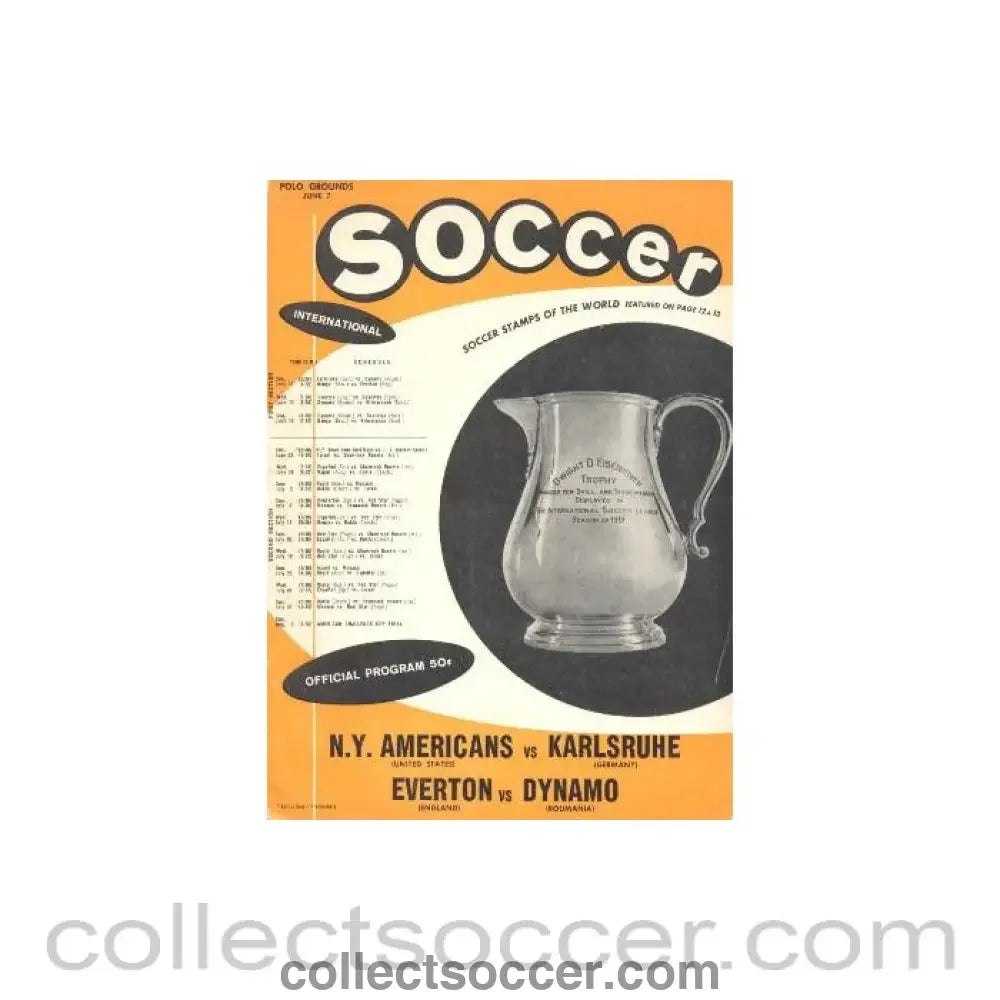 1961 - Everton v Dynamo Romania official programme 07/06/1961 match of the International Soccer League USA