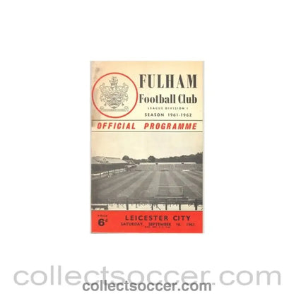 1961 - Fulham v Leicester City official programme 16/09/1961 - Collect Soccer
