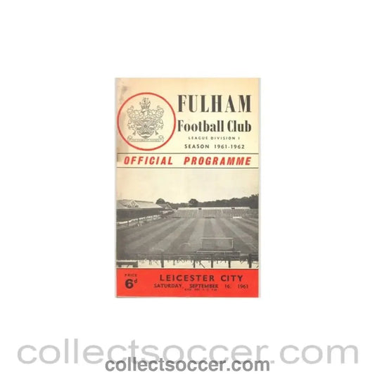 1961 - Fulham v Leicester City official programme 16/09/1961 - Collect Soccer