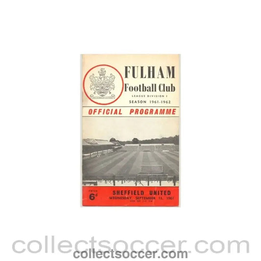 1961 - Fulham v Sheffield United official programme 13/09/1961 - Collect Soccer