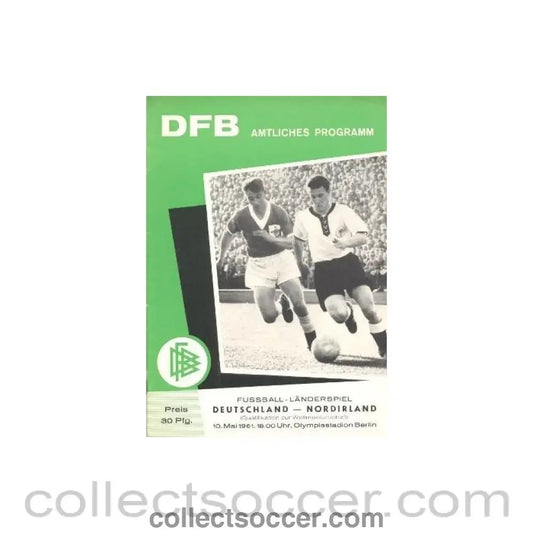 1961 - Germany v Northern Ireland official programme 10/05/1961 World Cup Qualifier - Collect Soccer