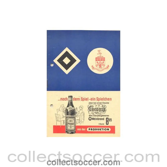 1961 - Hamburg v Burnley official programme 18/01/1961 European Cup