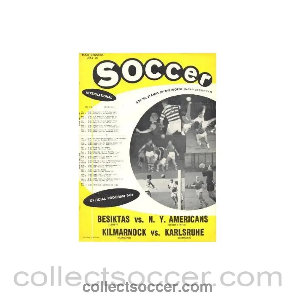 1961 - In the USA - Besiktas v N.Y. Americans and Kilmarnok v Karlsruhe official programme 30/05/1961 - Collect Soccer