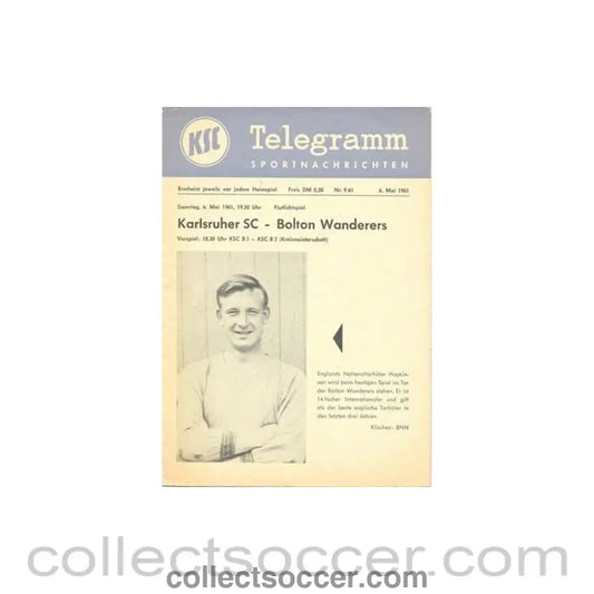 1961 - Karlsruher v Bolton Wanderers official programme 06/05/1961 - Collect Soccer