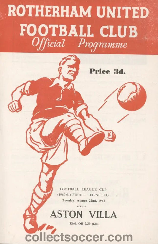 1961 League Cup Final First Leg Rotherham v Aston Villa Programme - Collect Soccer