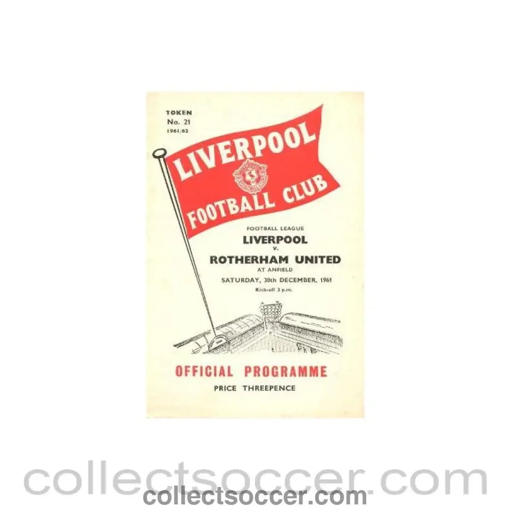 1961 - Liverpool v Rotherham United official programme 30/12/1961 - Collect Soccer