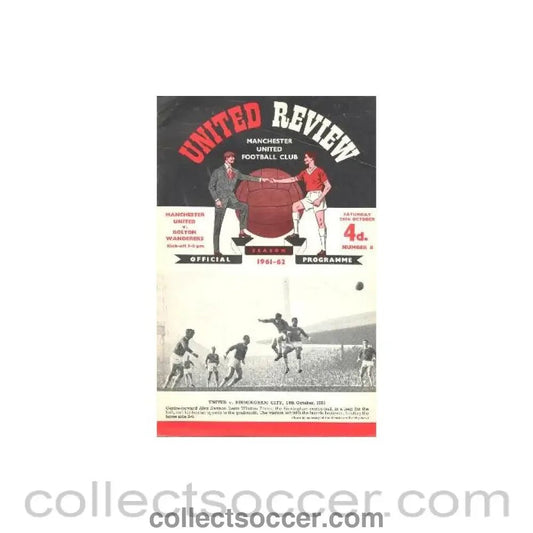 1961 - Manchester United v Bolton Wanderers official prrogramme 28/10/1961 - Collect Soccer
