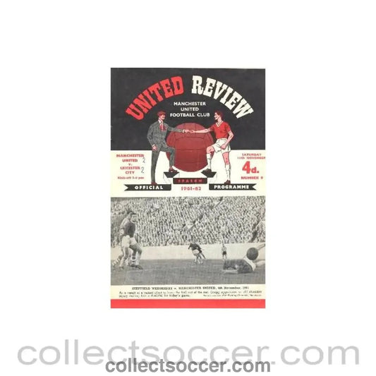 1961 - Manchester United v Leicester City official programme 11/11/1961 - Collect Soccer