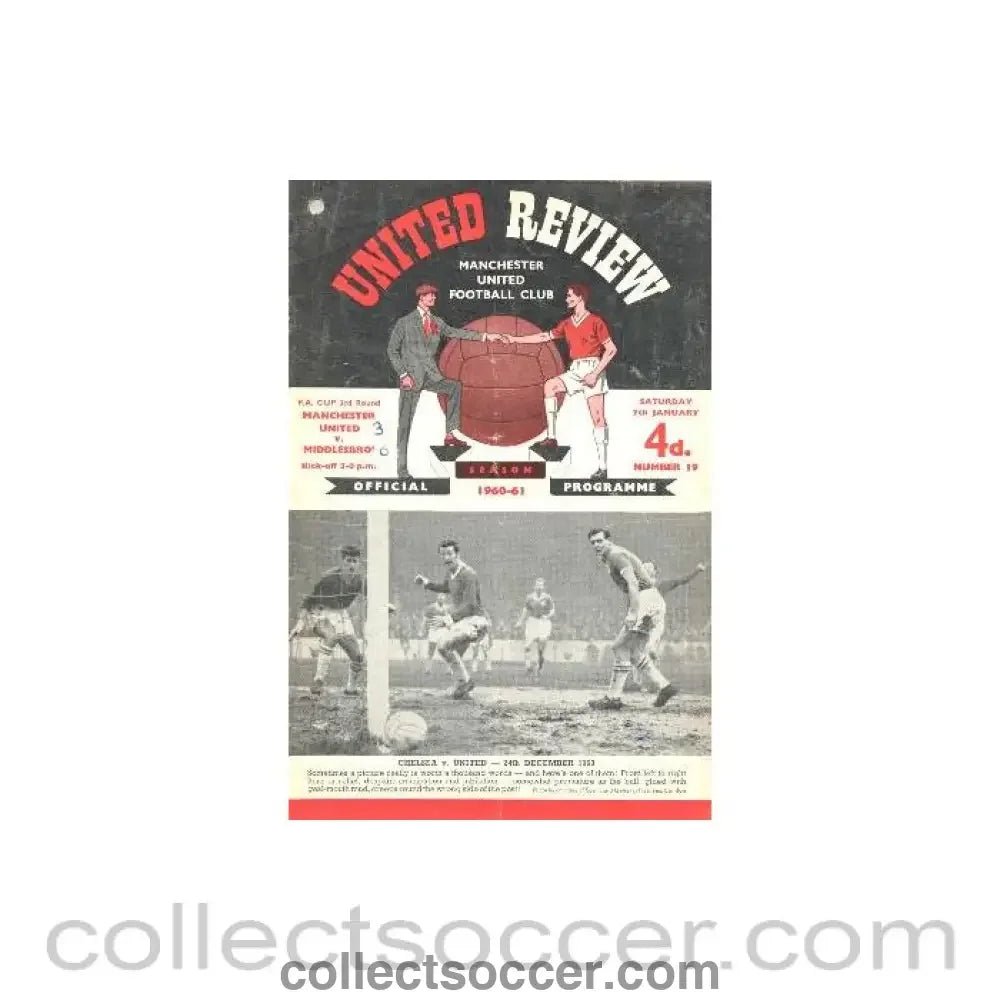 1961 - Manchester United v Middlesbrough official programme 07/01/1961 - Collect Soccer