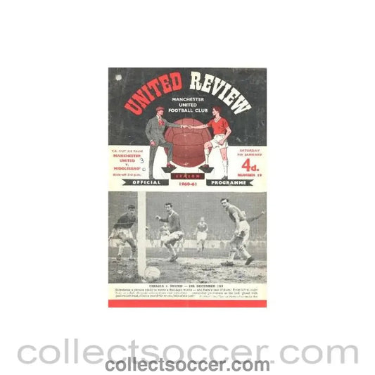 1961 - Manchester United v Middlesbrough official programme 07/01/1961 - Collect Soccer
