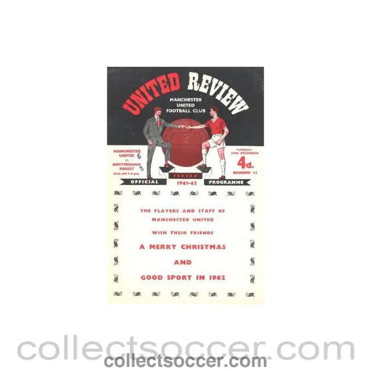 1961 - Manchester United v Nottingham Forest official programme 26/12/1961 - Collect Soccer