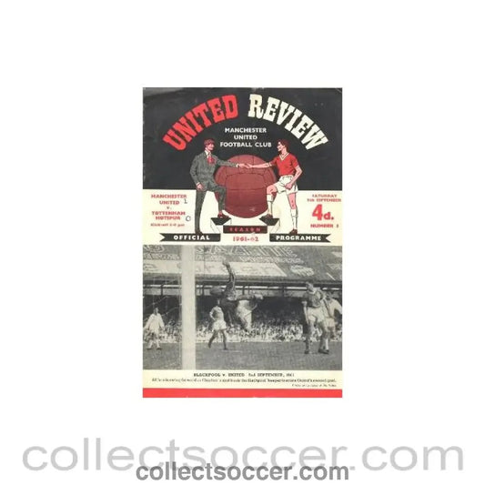 1961 - Manchester United v Tottenham Hotspur official programme 09/09/1961 - Collect Soccer