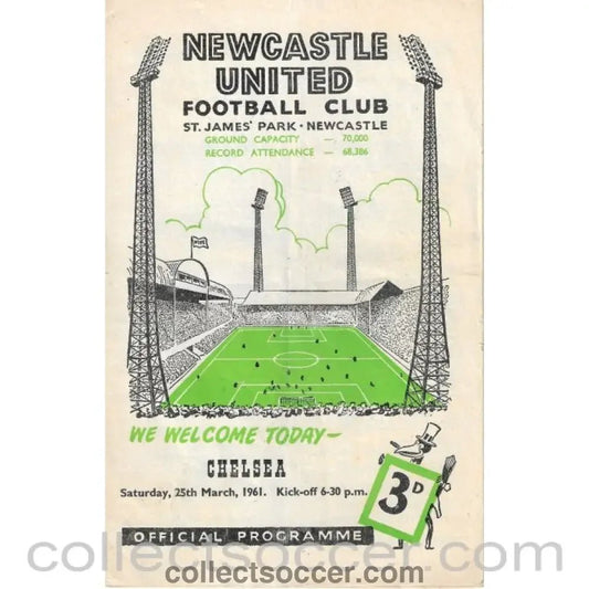 1961 - Newcastle United v Chelsea Official Programme 25/03/1961 - Collect Soccer