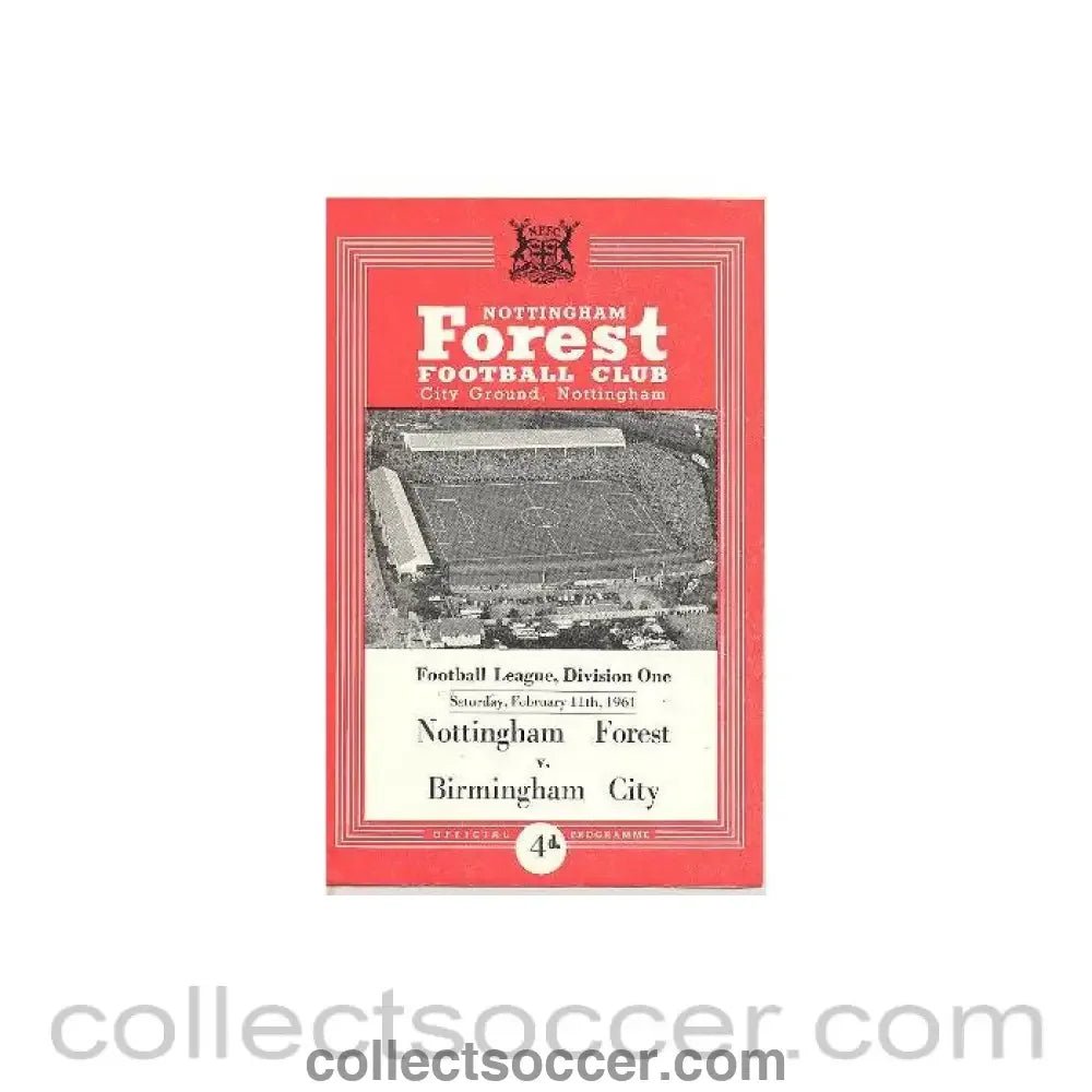 1961 - Nottingham Forest v Birmingham City official programme 11/02/1961 Football League, - Collect Soccer