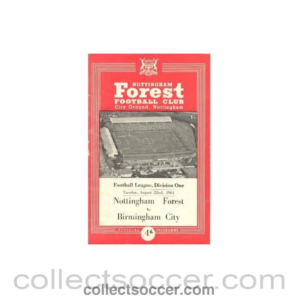 1961 - Nottingham Forest v Birmingham City official programme 22/08/1961 - Collect Soccer