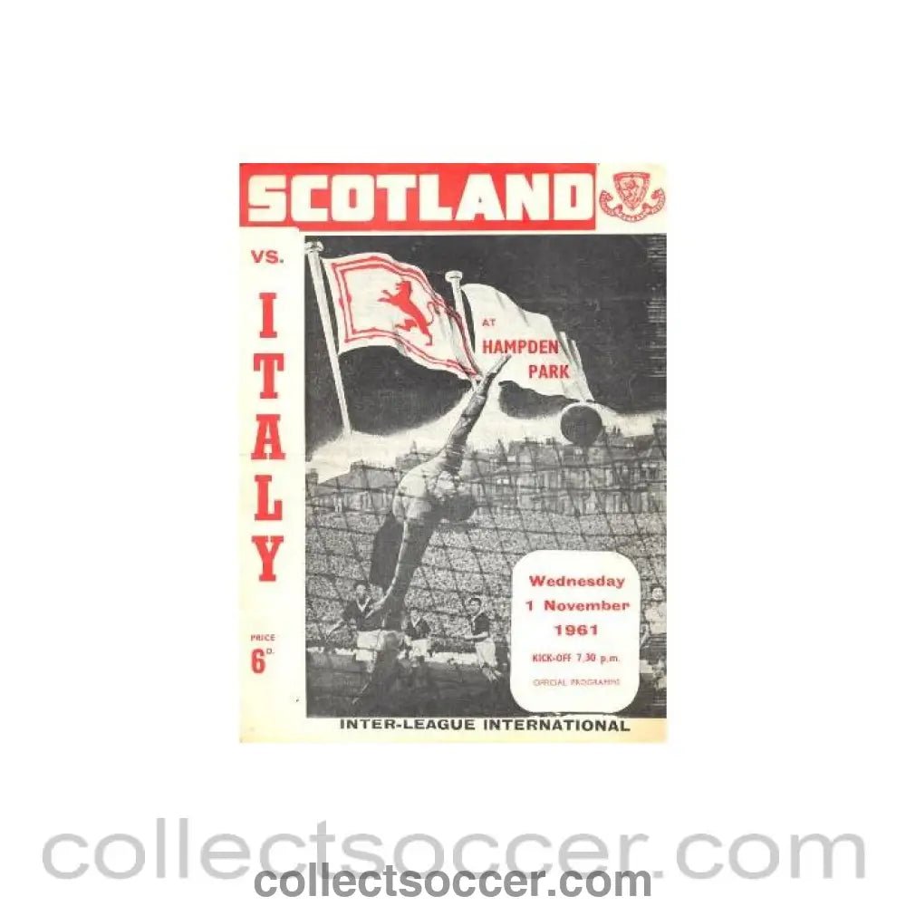 1961 Scotland v Italy official programme 01/11/1961 - Collect Soccer