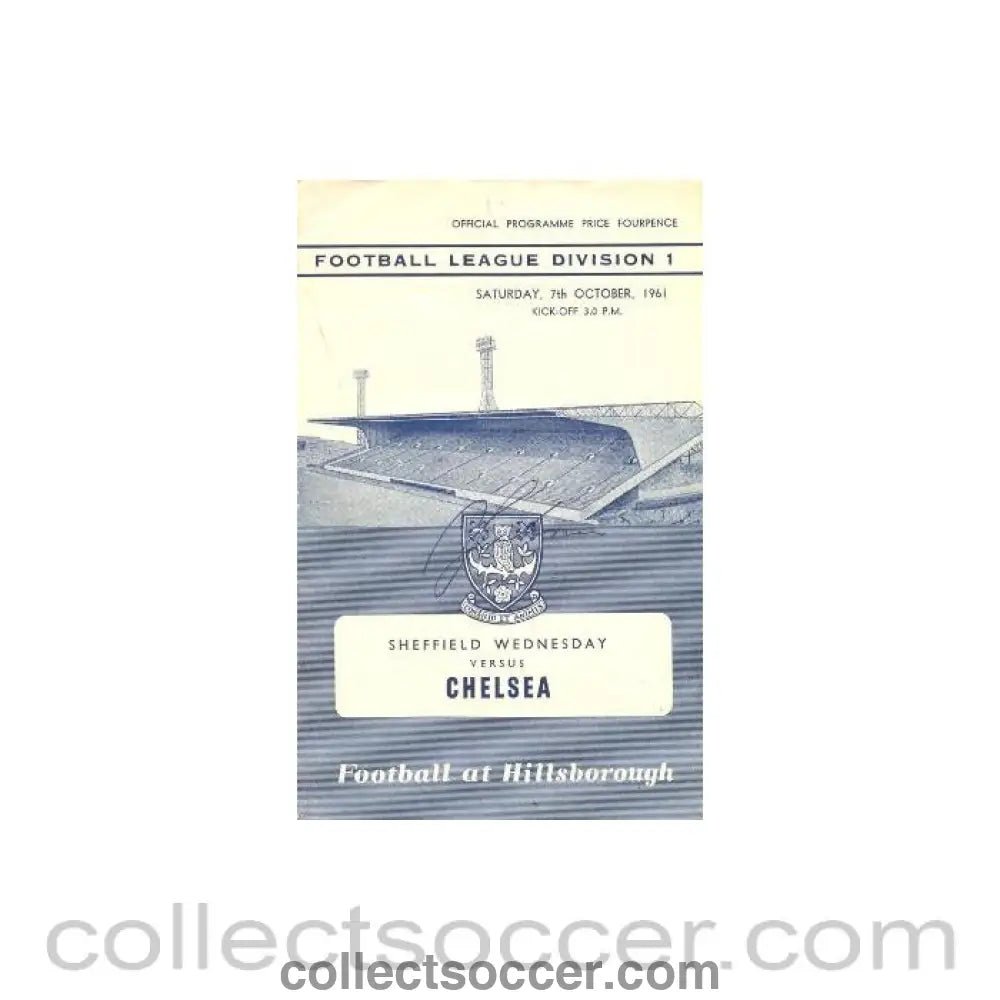 1961 - Sheffield Wednesday v Chelsea official programme 07/10/1961 - Collect Soccer