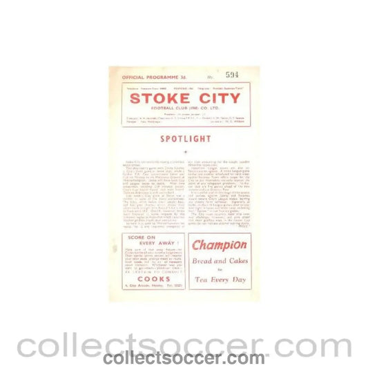 1961 - Stoke City v Derby County official programme 04/02/1961 - Collect Soccer