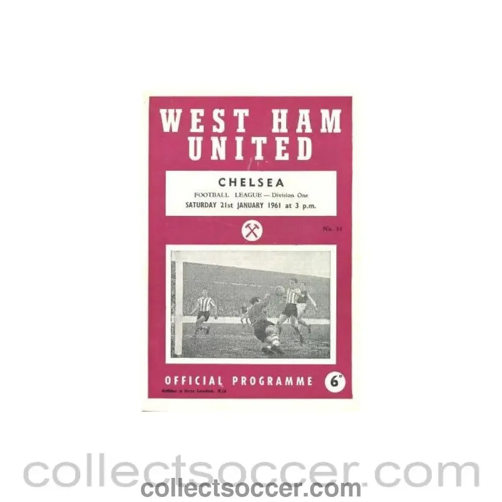 1961 - West Ham United v 111Chelsea official programme 21/01/1961 - Collect Soccer