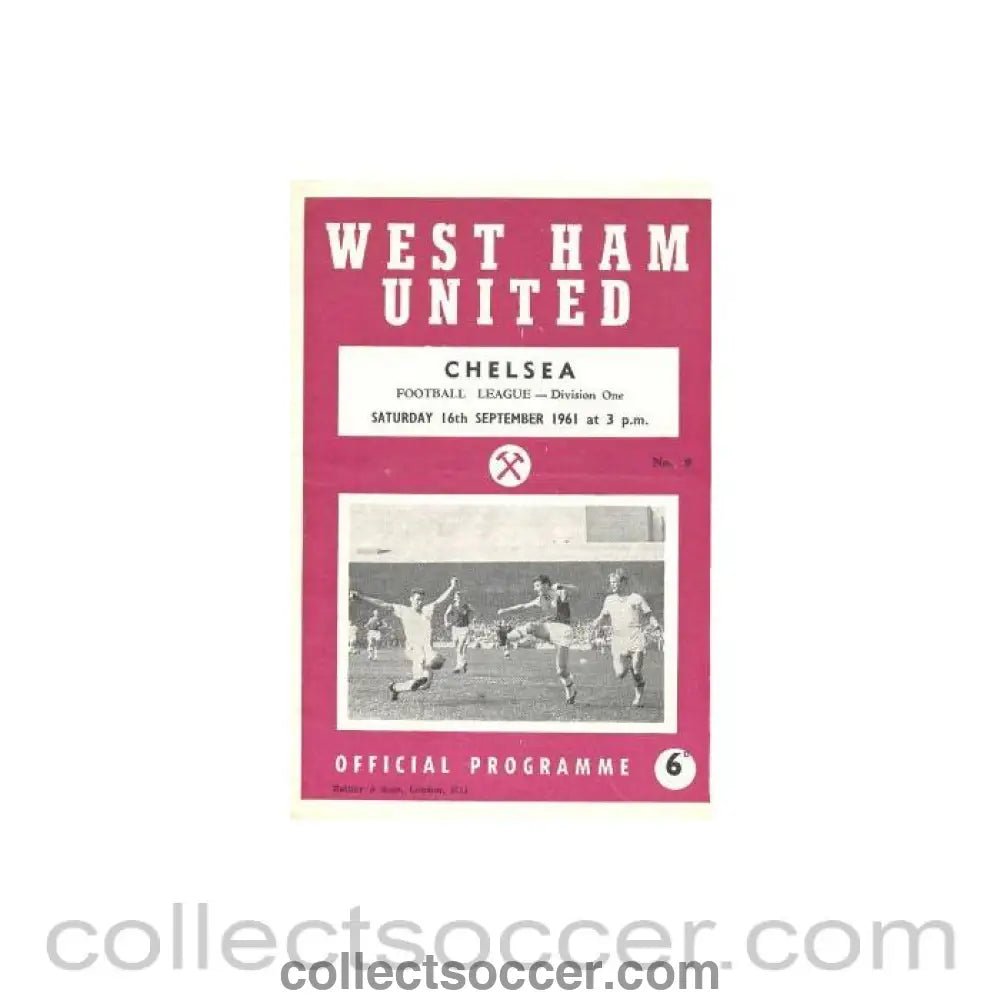 1961 - West Ham United vChelsea official programme 16/09/1961 - Collect Soccer