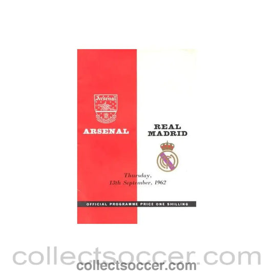 1962 - Arsenal v Real Madrid official programme 13/09/1962