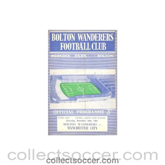 1962 - Bolton Wanderers v Manchester City official programme 10/11/1962 - Collect Soccer