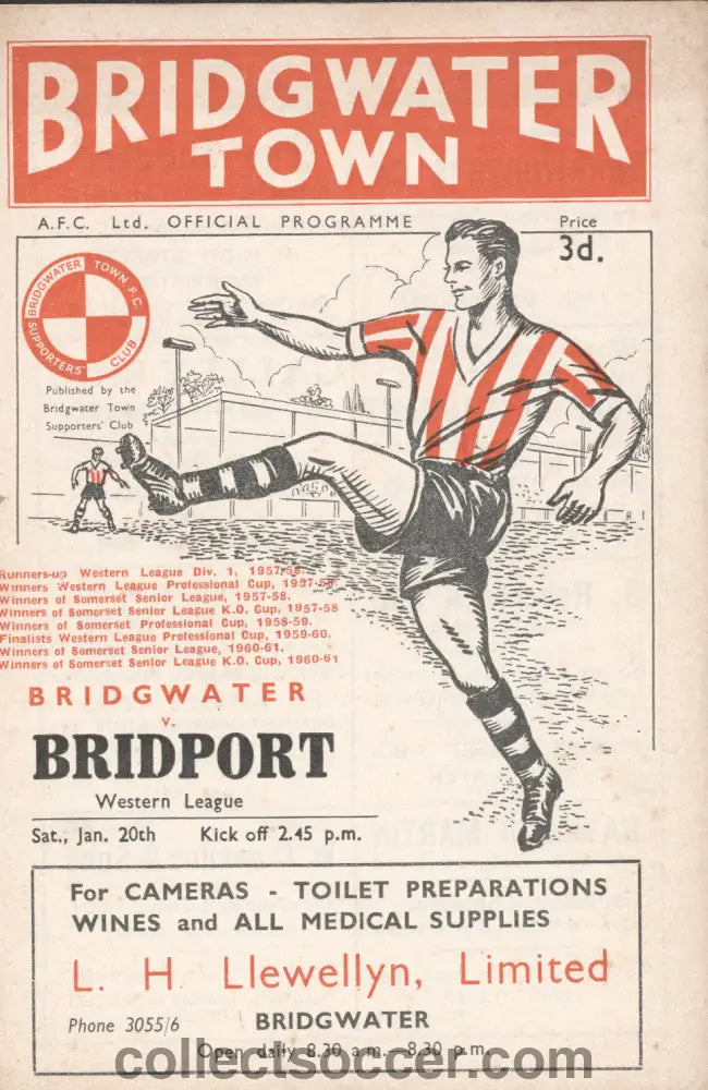 1962 Bridgwater Town v Bridport Official Programme
