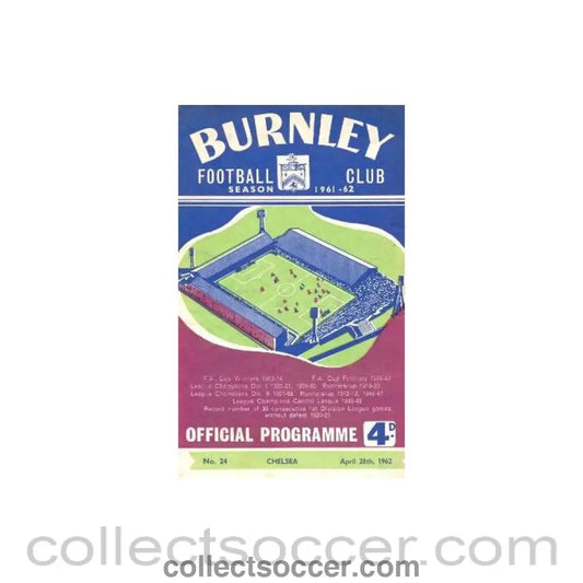 1962 - Burnley v Chelsea official programme 28/04/1962