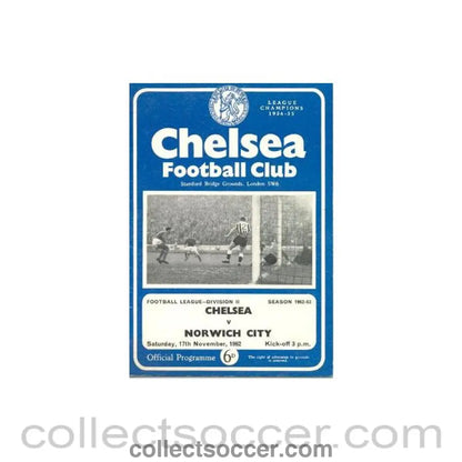 1962 - Chelsea v Norwich City official programme 17/11/1962