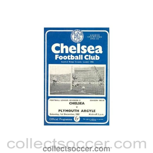 1962 - Chelsea v Plymouth Argyle official programme 01/12/1962