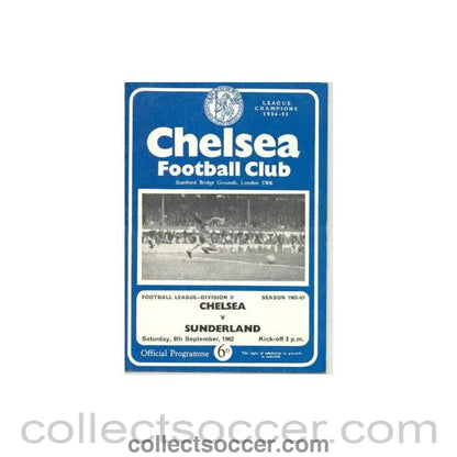1962 - Chelsea v Sunderland official programme 08/09/1962 League - Collect Soccer