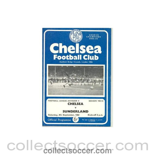 1962 - Chelsea v Sunderland official programme 08/09/1962 League