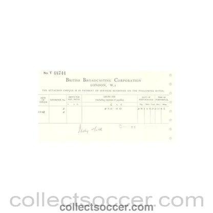 1962 - Cheque from BBC of 30/11/1962 about the football match The Football League v The Italian Football League on 29/11/1962 - Collect Soccer