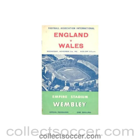 1962 England v Wales official programme 21/11/1962 F.A. International - Collect Soccer