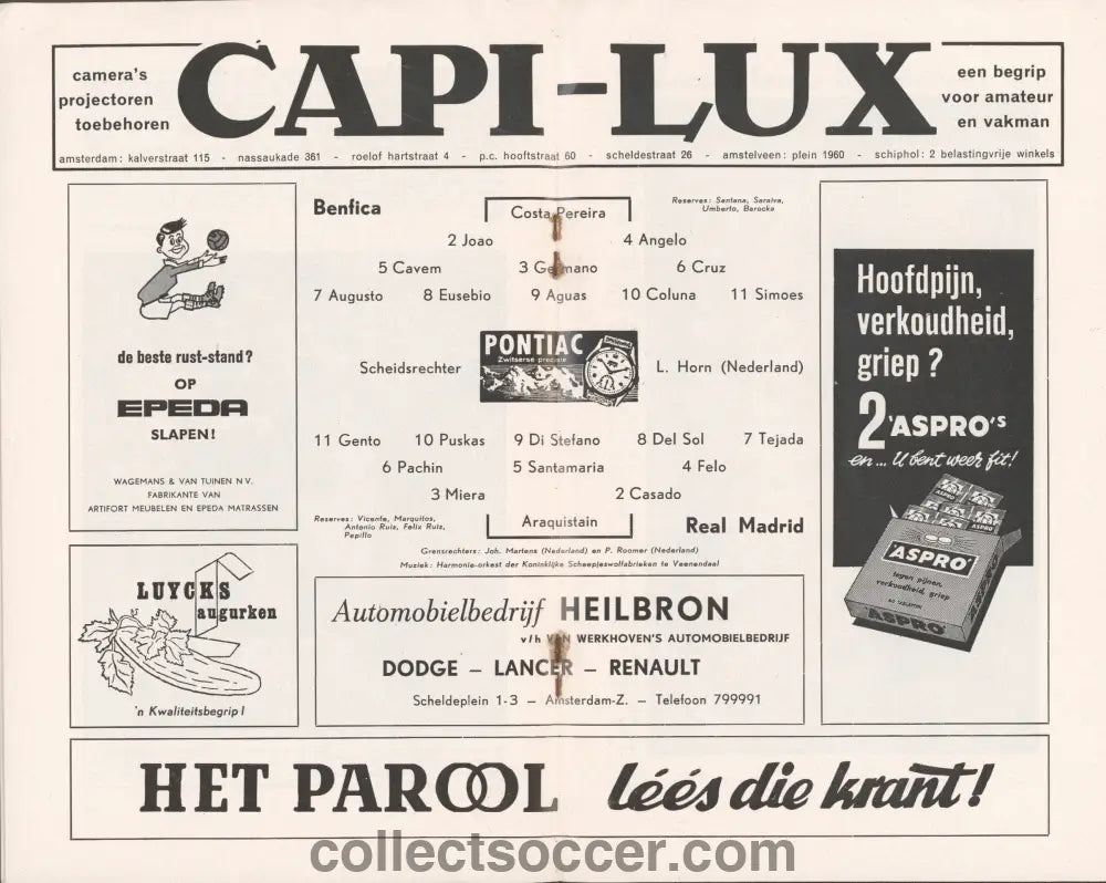 1962 European Cup Final Benfica v Real Madrid official programme