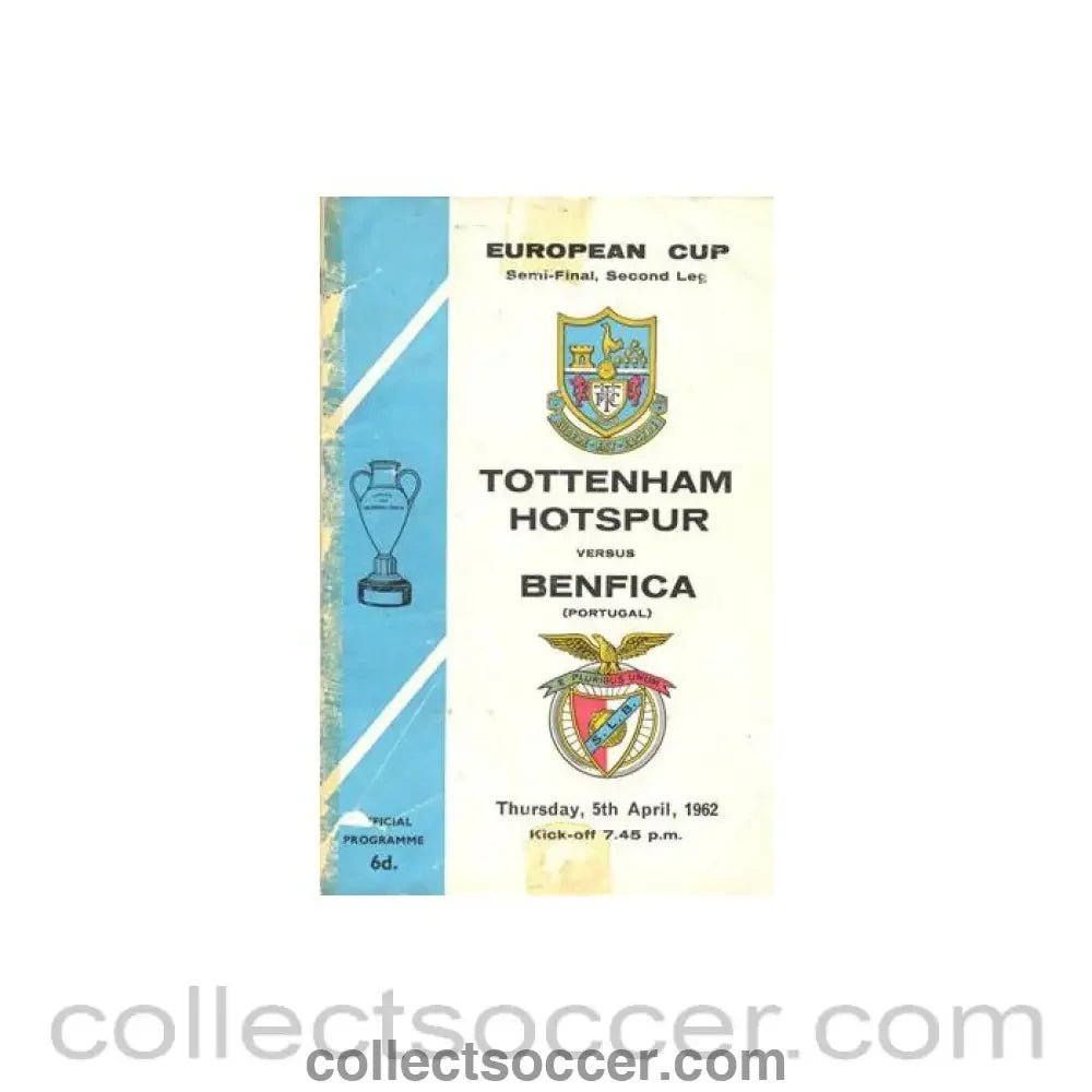 1962 European Cup Semi - Final Tottenham Hotspur v Benfica - Collect Soccer