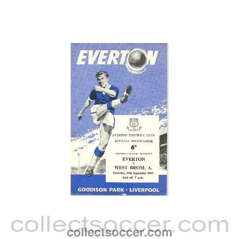 1962 - Everton v West Bromwich Albion official programme 29/09/1962 - Collect Soccer