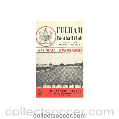 1962 - Fulham v Tottenham Hotspur official programme 10/11/1962 - Collect Soccer