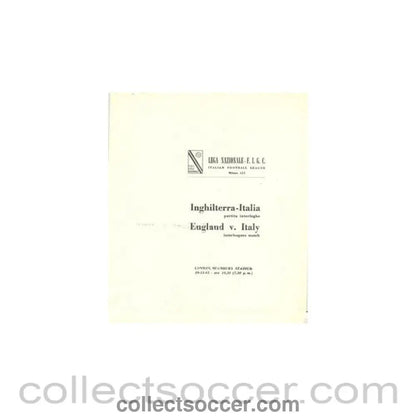 1962 - Full Information of The Italian League about the football match The Football League v The Italian Football League on 29/11/1962 - Collect Soccer