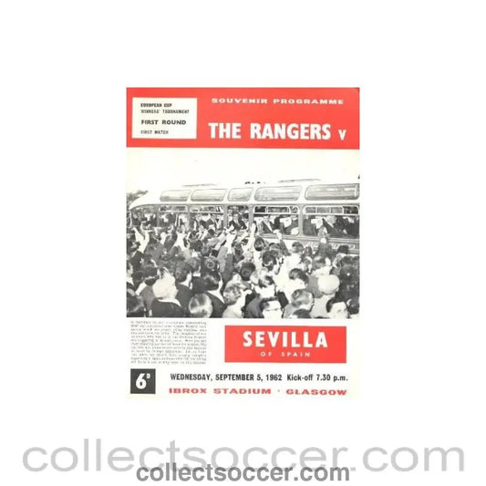 1962 - Glasgow Rangers v Sevilla official programme 05/09/1962 - Collect Soccer