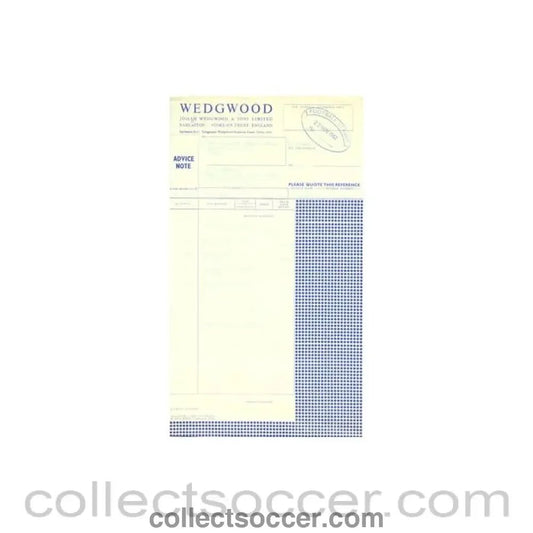 1962 - Invoice from Josiah Wedgwood & Sons Ltd. of 19/11/1962 to Alan Hardaker Secretary of The Football League - Collect Soccer