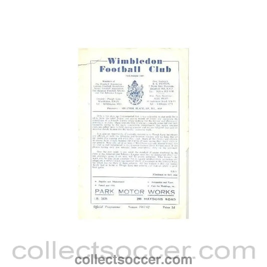 1962 - Isthmian League v Athenian League at Wimbledon official programme 10/04/1962 - Collect Soccer