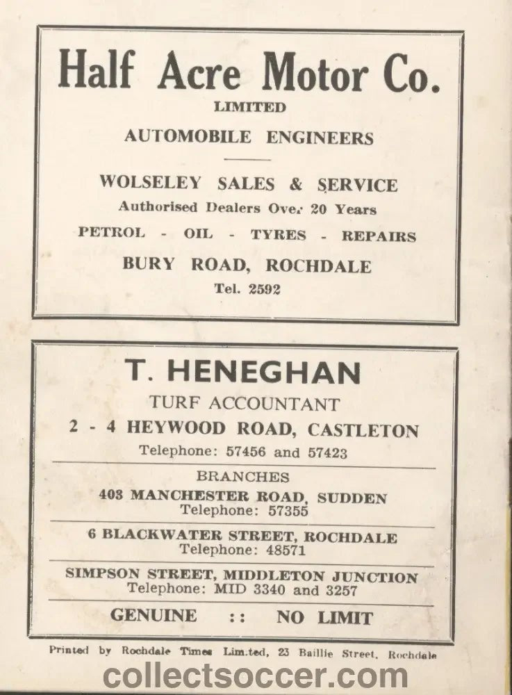 1962 League Cup Football Final First Leg Rochdale v Norwich City Programme - Collect Soccer