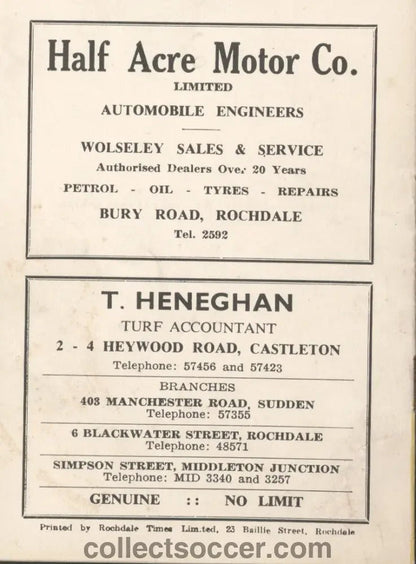 1962 League Cup Football Final First Leg Rochdale v Norwich City Programme - Collect Soccer